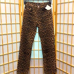 Zara TRF High Waisted Leopard Cropped Jeans